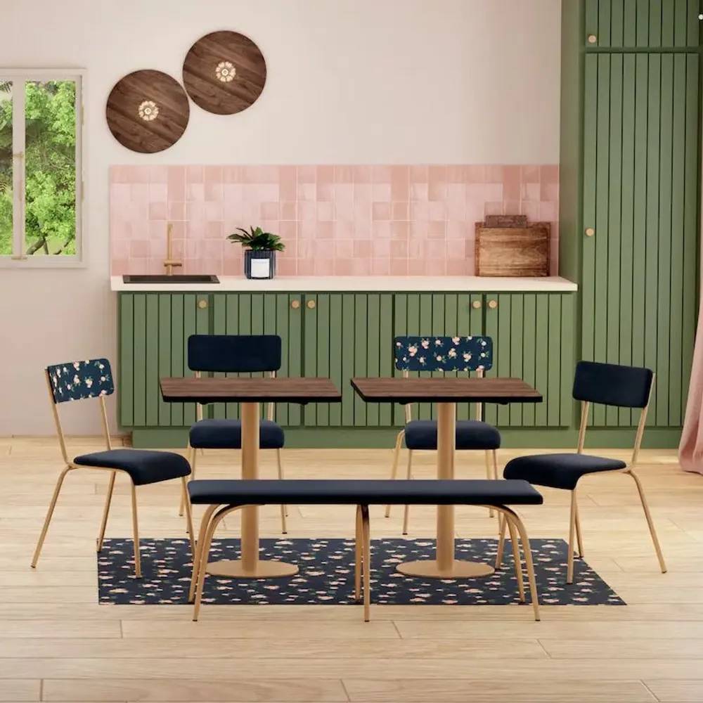 Tables Salle à Manger - Table rétro formica stratifié carré Véra - 70x70cm - LES GAMBETTES