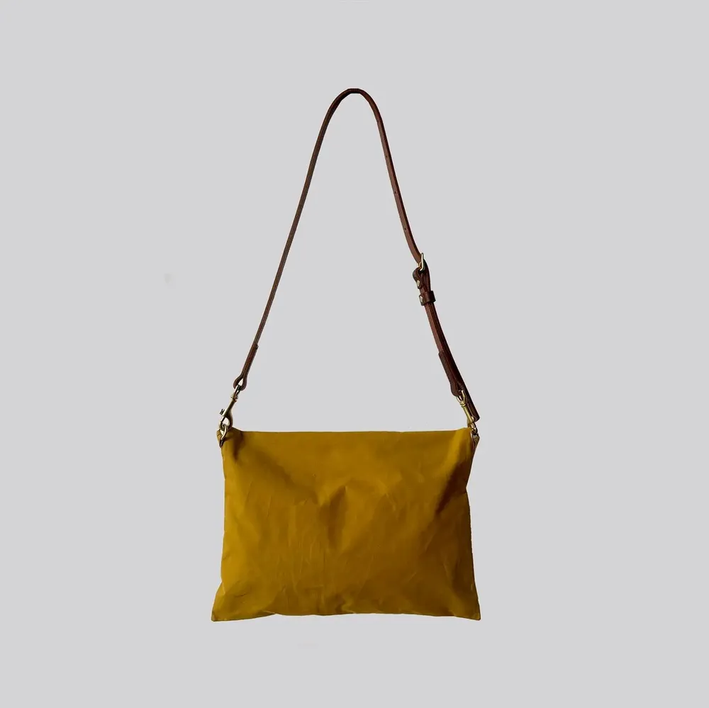 Bags and totes - New Musette - Waxed Cotton Crossbody bag in Mustard - MIMI BERRY