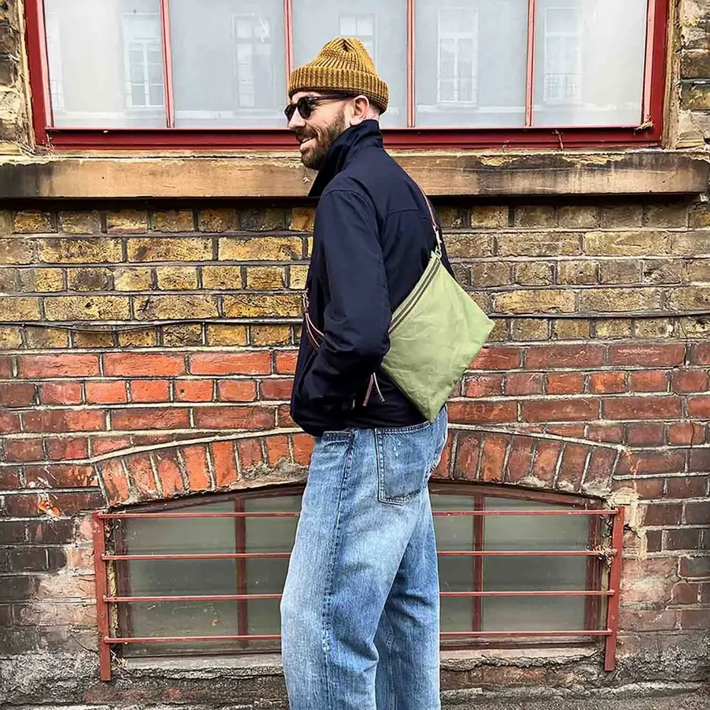 Bags and totes - New Musette - Waxed Cotton Crossbody bag in Light Green - MIMI BERRY