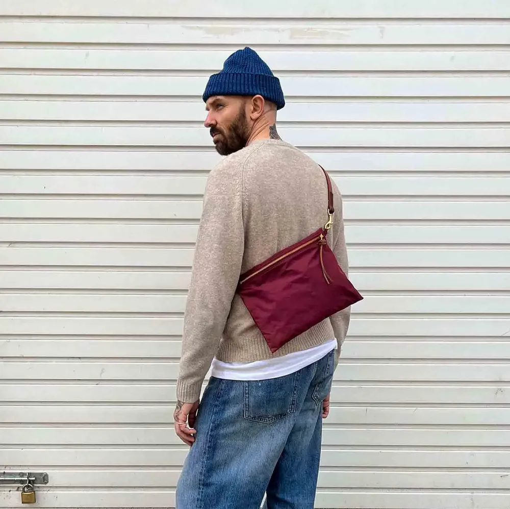 Sacs et cabas - New Musette - Sac à bandoulière en coton ciré bordeaux - MIMI BERRY