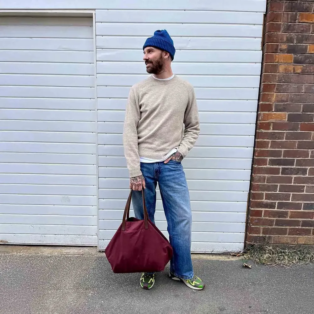 Sacs et cabas - Jenny Tote - Grand sac fourre-tout en coton ciré bordeaux - MIMI BERRY