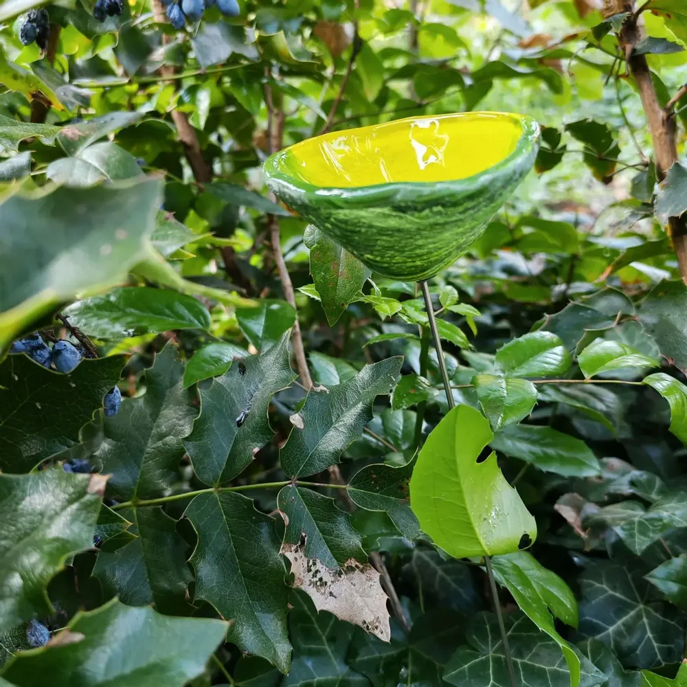 Floral decoration - Calabel flower in yellow-light green - CARNEOL GLASS