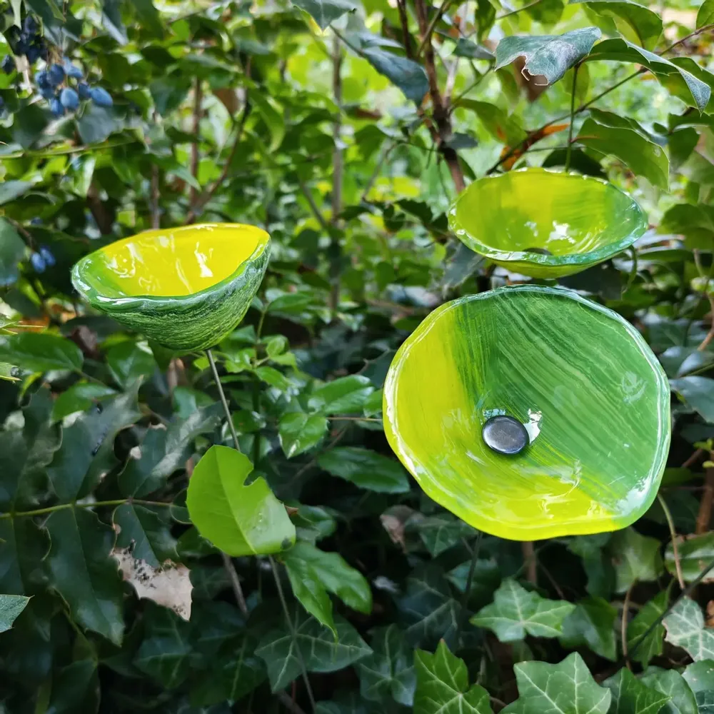 Floral decoration - Calabel flower in yellow-light green - CARNEOL GLASS