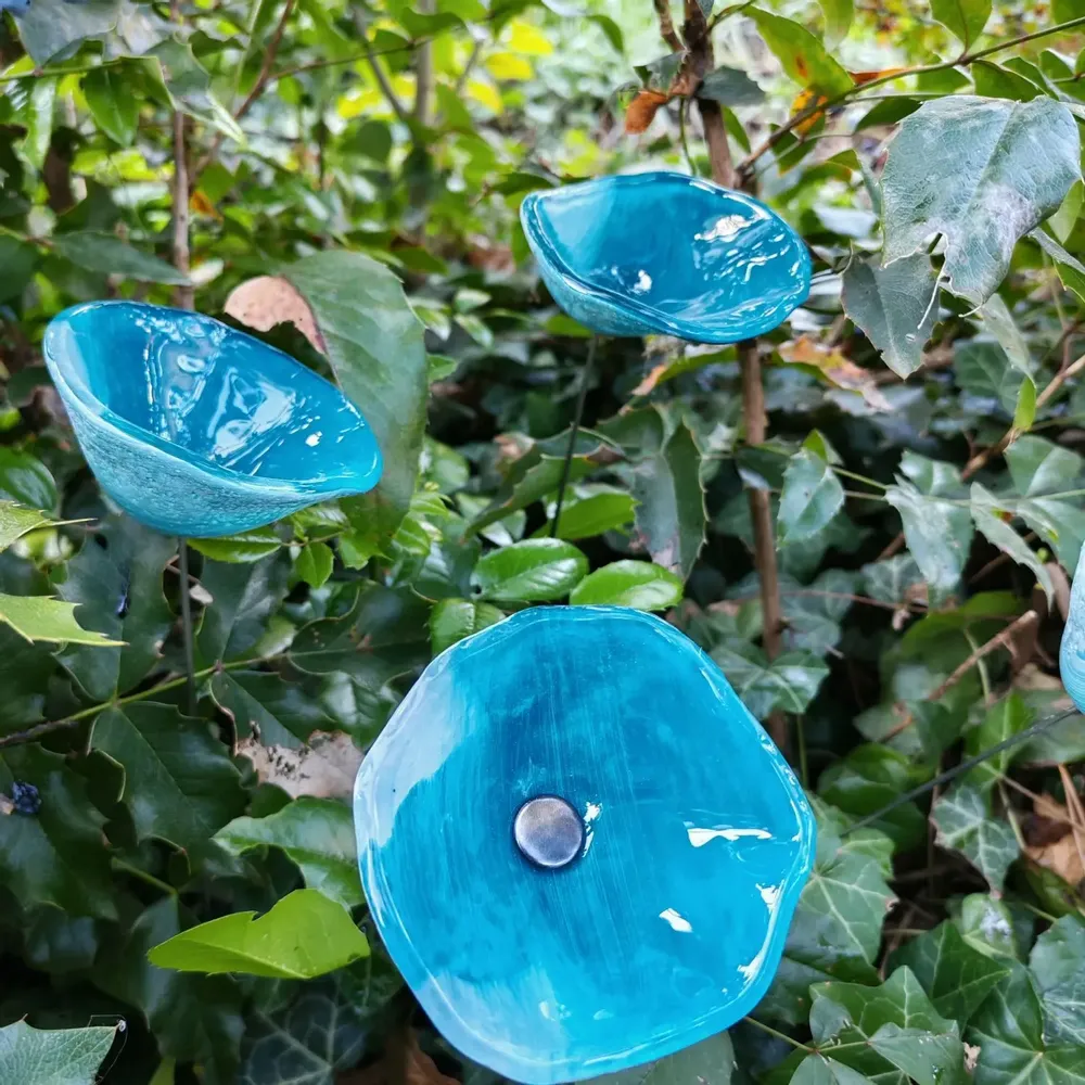 Floral decoration - Medium-sized cala flover in light turquoise - CARNEOL GLASS