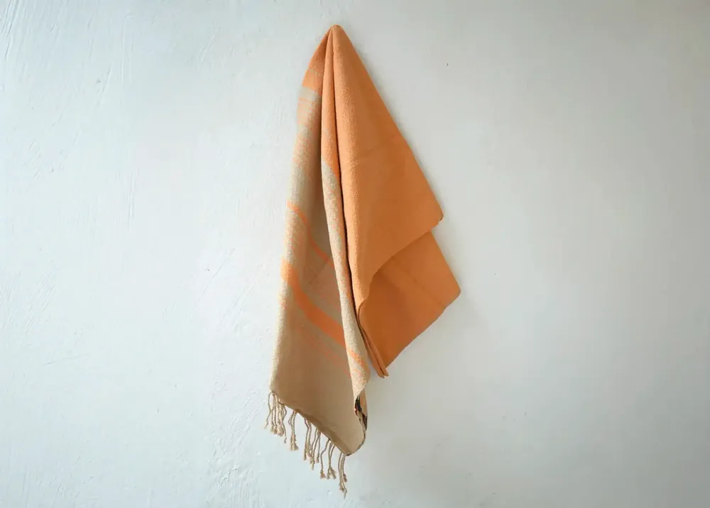 Bath towels - ORGANIC COTTON FOUTA - SAND Collection - SAND & CURCUMA Color - KARAWAN AUTHENTIC