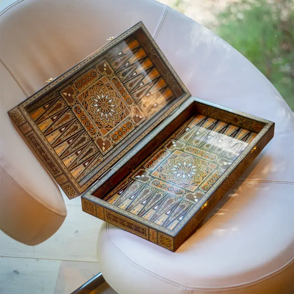 Cadeaux - Ensemble d'échecs et de backgammon - Mosaic - MAISON ROSHI - LUXURY ENTERTAINMENT CABINETS