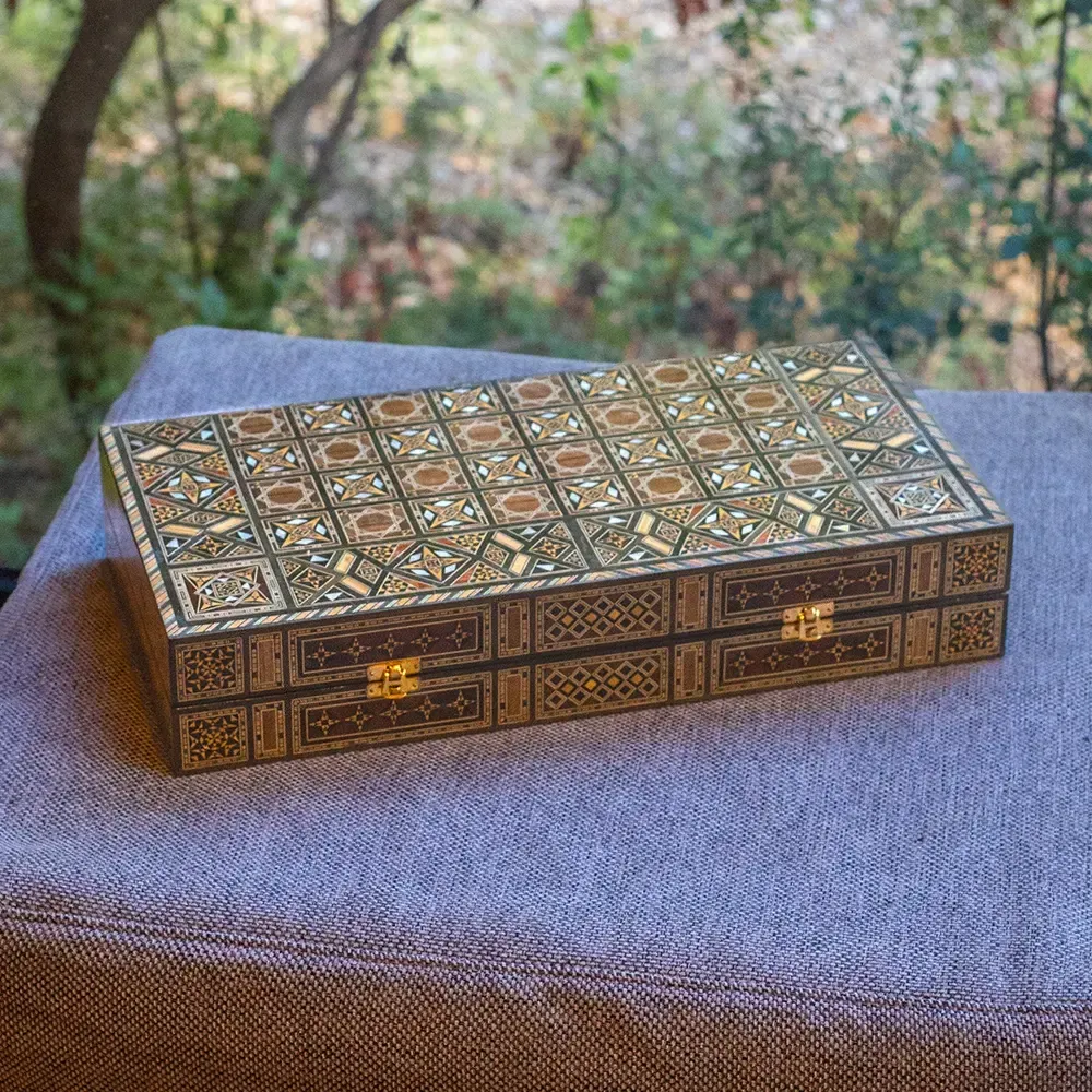 Cadeaux - Ensemble d'échecs et de backgammon - Mosaic - MAISON ROSHI - LUXURY ENTERTAINMENT CABINETS