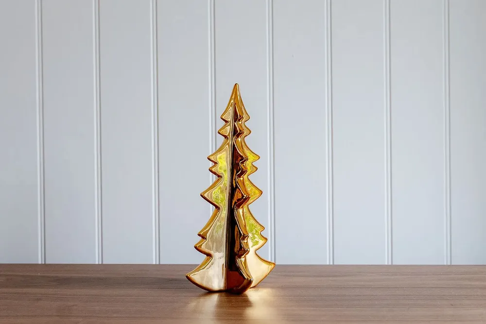 Décorations pour tables de Noël - Sapin de Noël en céramique dorée - WE LOVE SEASONS