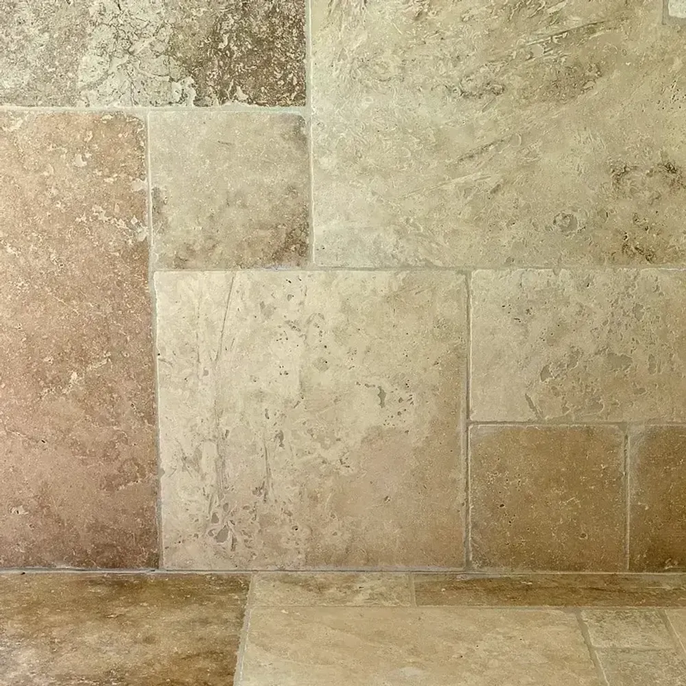 Crockery - Second choice travertine tiles (natural) - Opus: 4 sizes, 1.2 cm - LIGERIO