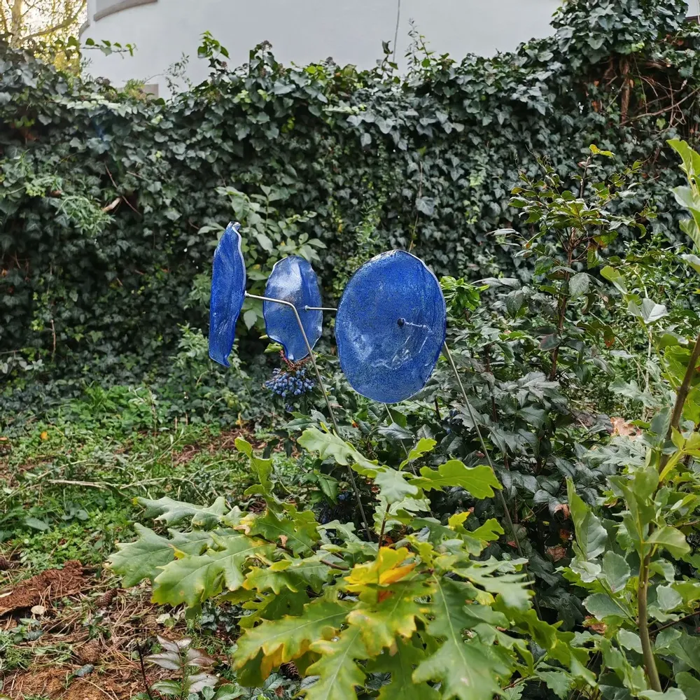 Décorations florales - Fleur en verre transparent, bleu foncé, bleu clair - CARNEOL GLASS