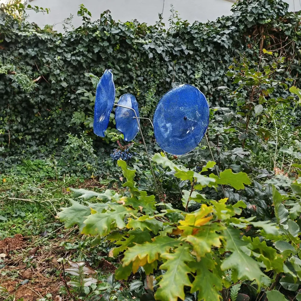 Décorations florales - Fleur en verre transparent, bleu foncé, bleu clair - CARNEOL GLASS