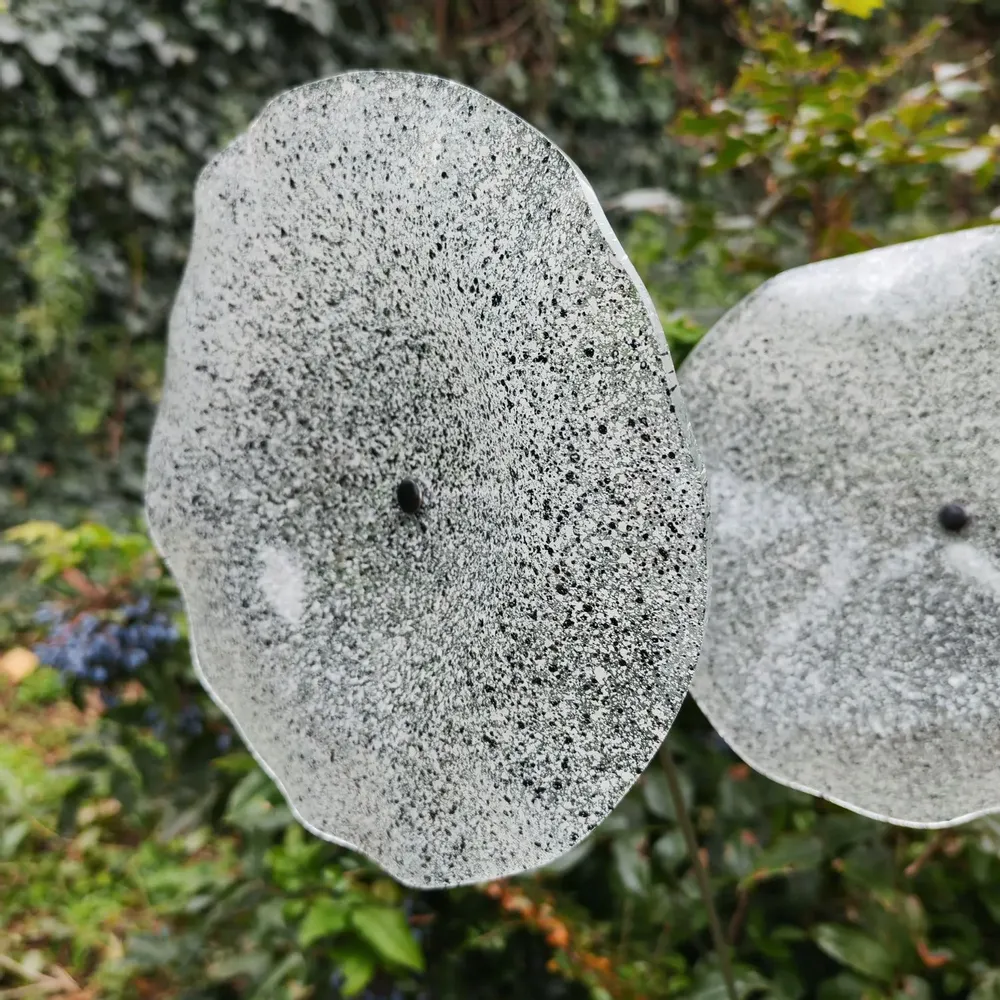 Décorations florales - Fleur en verre de couleur transparente, blanche et noire - CARNEOL GLASS