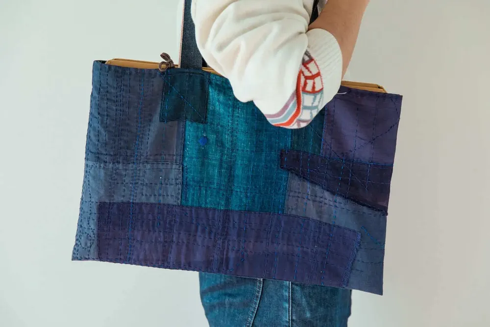 Bags and totes - Aizome bag "BORO" - POINTS,LIGNES ET PLANS