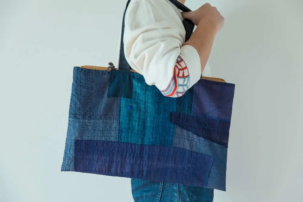 Bags and totes - Aizome bag "BORO" - POINTS,LIGNES ET PLANS