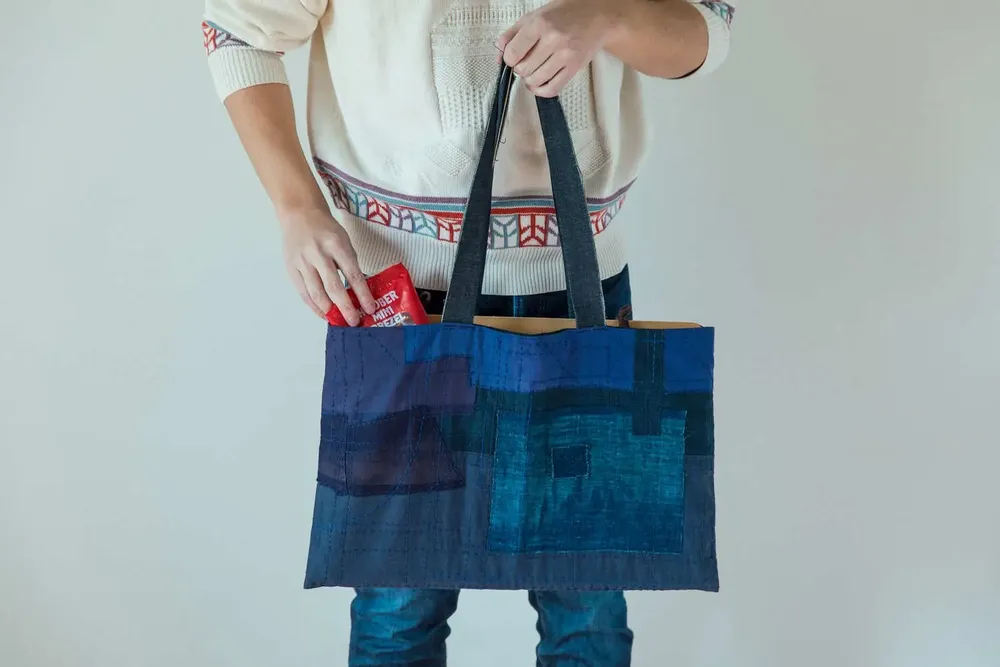 Bags and totes - Aizome bag "BORO" - POINTS,LIGNES ET PLANS