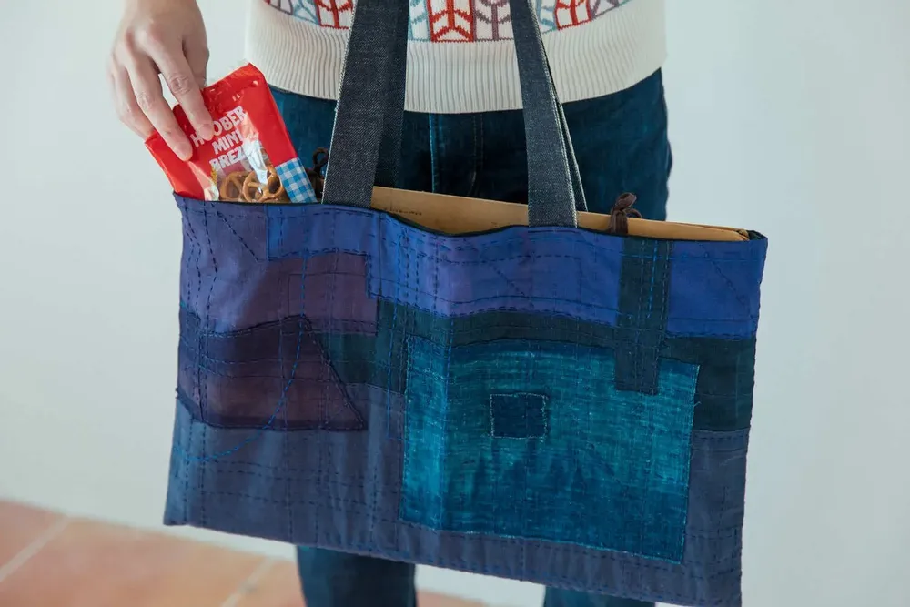 Bags and totes - Aizome bag "BORO" - POINTS,LIGNES ET PLANS