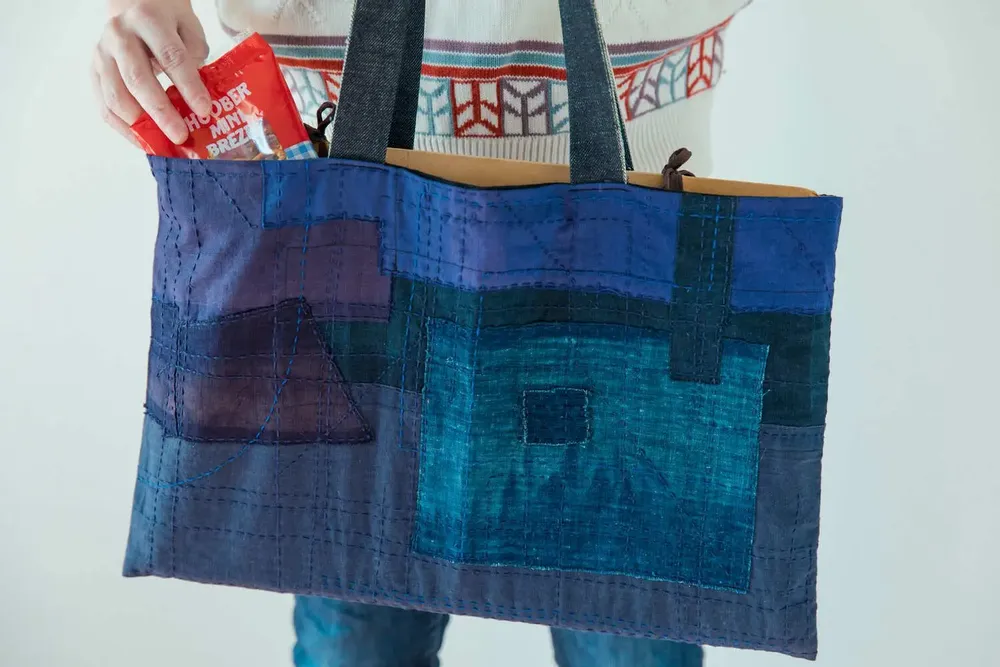 Bags and totes - Aizome bag "BORO" - POINTS,LIGNES ET PLANS