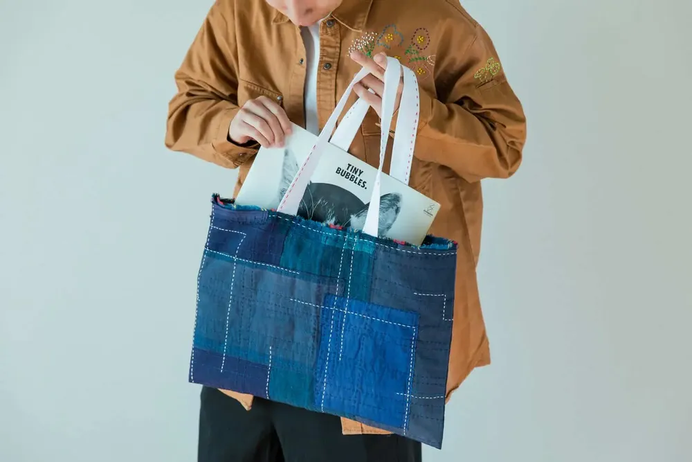Bags and totes - Aizome bag "BORO" - POINTS,LIGNES ET PLANS