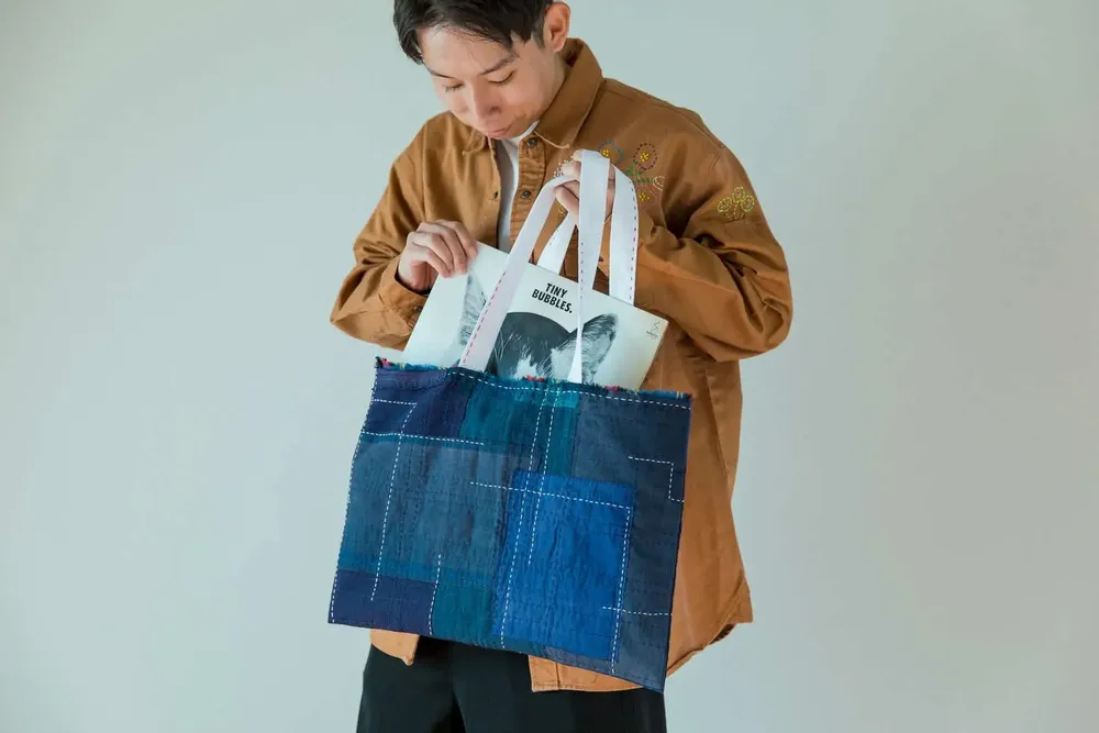 Bags and totes - Aizome bag "BORO" - POINTS,LIGNES ET PLANS