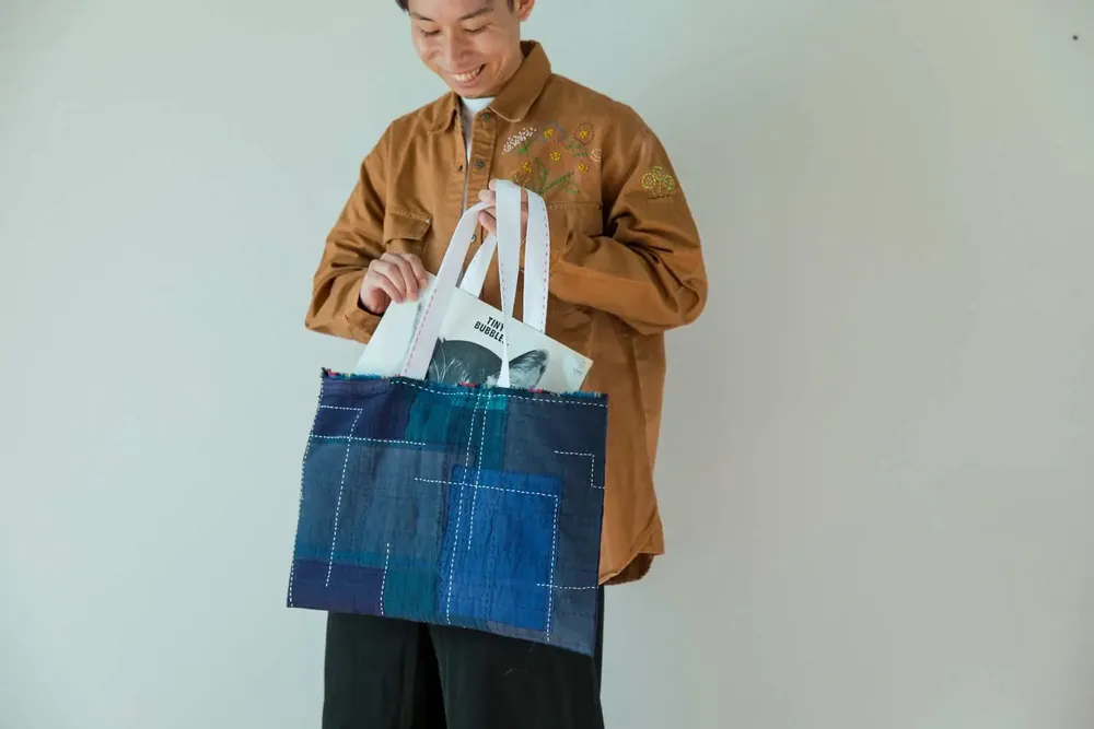 Bags and totes - Aizome bag "BORO" - POINTS,LIGNES ET PLANS
