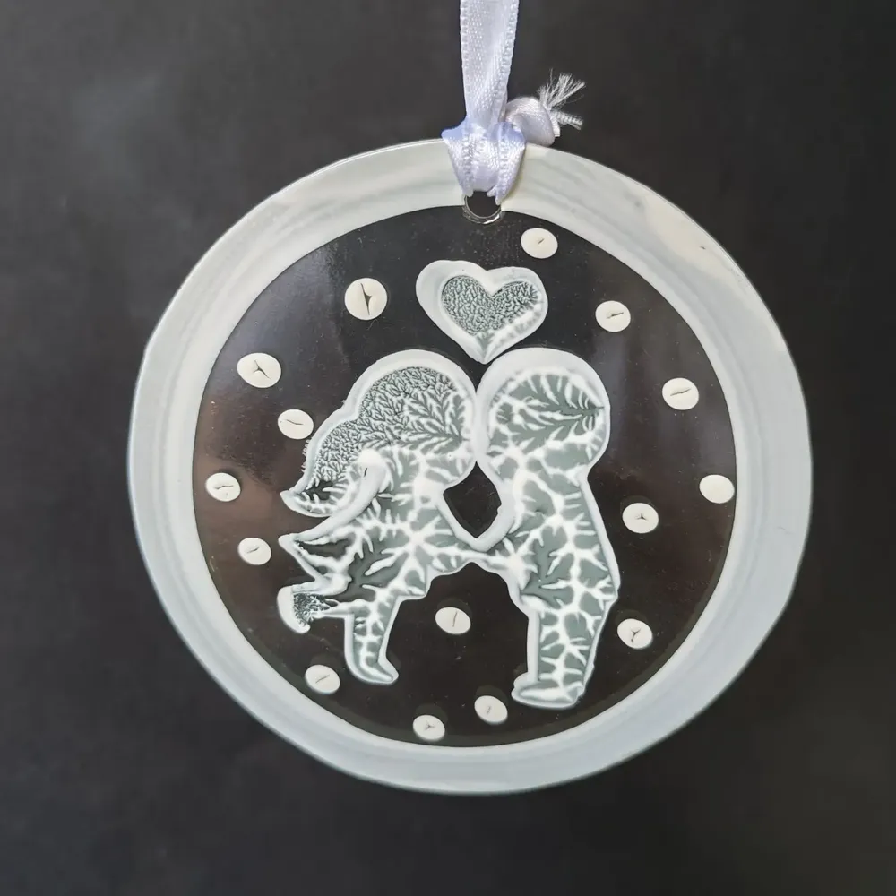 Other Christmas decorations - White hand-painted pair glass ornament - CARNEOL GLASS