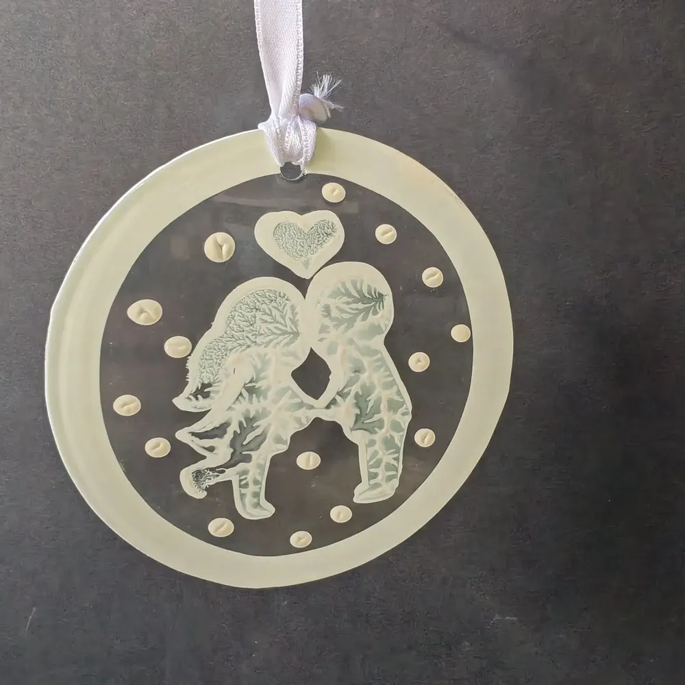 Other Christmas decorations - White hand-painted pair glass ornament - CARNEOL GLASS