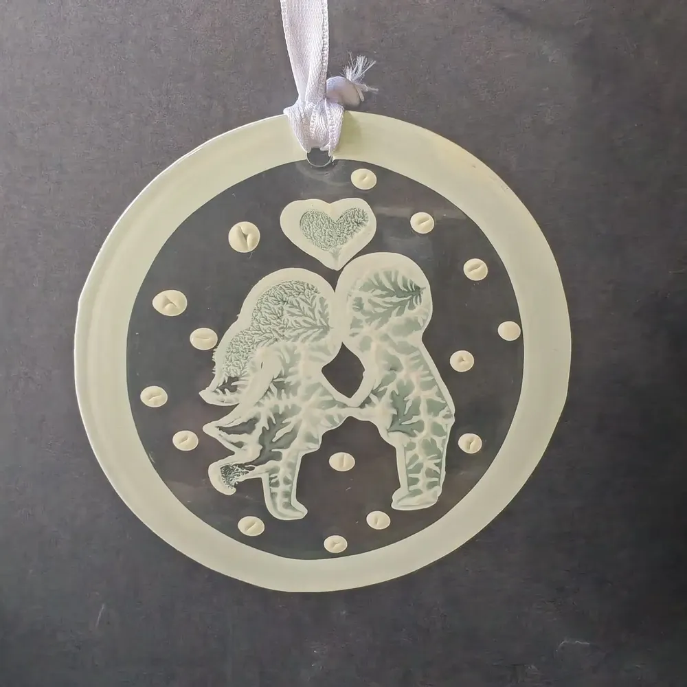 Other Christmas decorations - White hand-painted pair glass ornament - CARNEOL GLASS