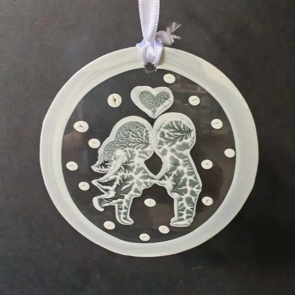 Other Christmas decorations - White hand-painted pair glass ornament - CARNEOL GLASS