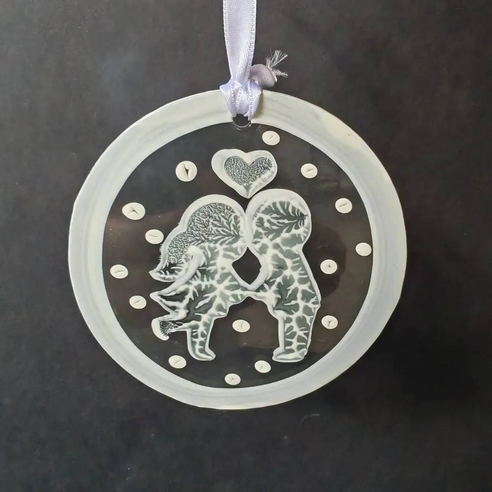 Other Christmas decorations - White hand-painted pair glass ornament - CARNEOL GLASS