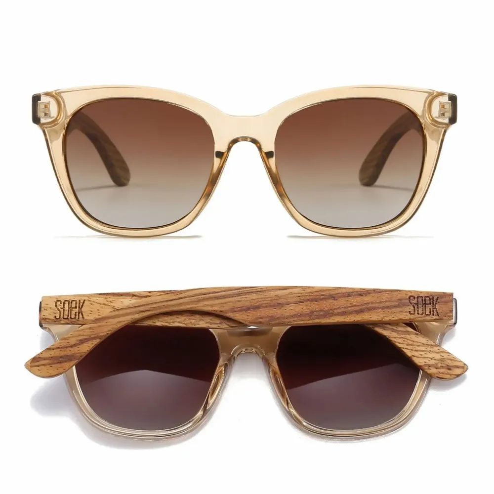 Apparel - LILA GRACE CHAMPAGNE l Brown Gradient Lens l Walnut Arms - SOEK SUSTAINABLE WOOD & PLANT BASED EYEWEAR
