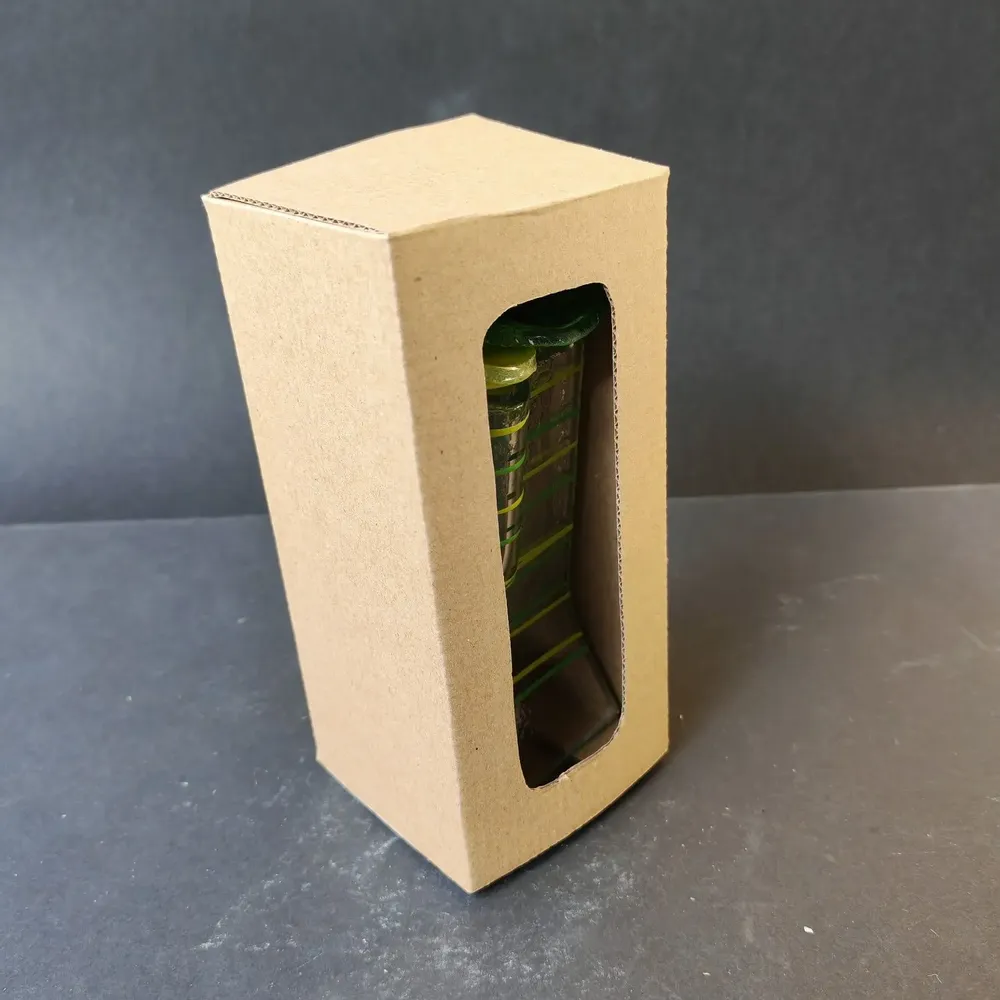 Vases - Small transparent 8x13 cm vase with white-black stripes and with 3 small flowers - CARNEOL GLASS