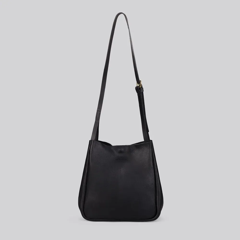 Sacs et cabas - Morzine - Sac à bandoulière de taille moyenne en cuir noir grainé - MIMI BERRY