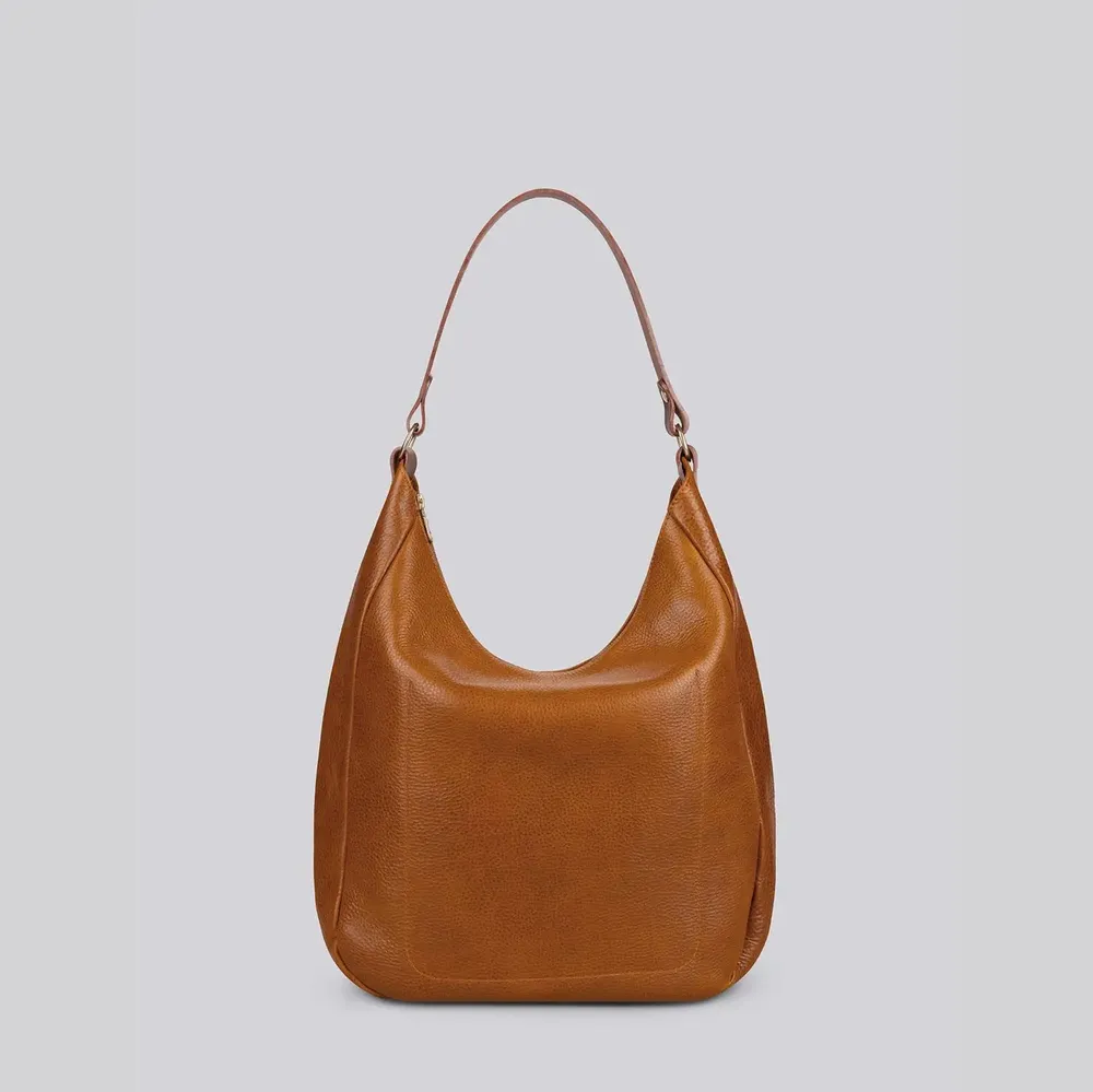Bags and totes - Lech - Large Slouchy Shoulder Bag in Grainy Tan Leather - MIMI BERRY