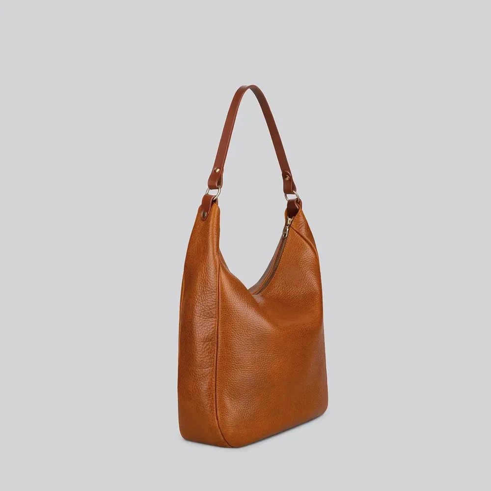 Bags and totes - Lech - Large Slouchy Shoulder Bag in Grainy Tan Leather - MIMI BERRY