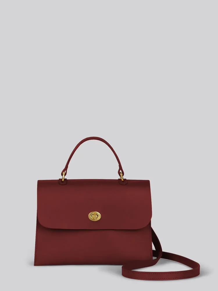 Sacs et cabas - Hebe 2.0 - Sac à bandoulière de taille moyenne en cuir lisse merlot - MIMI BERRY