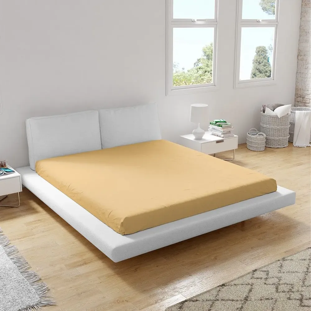 Linge de lit - Drap plat Ranforce, 240x260 cm, ocre - DILIOS