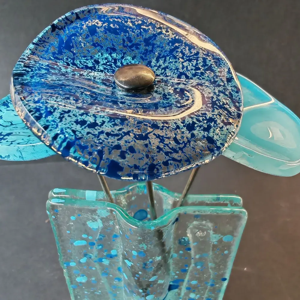 Vases - Petit vase transparent à pois bleu clair et bleu foncé de 8x13 cm avec - CARNEOL GLASS