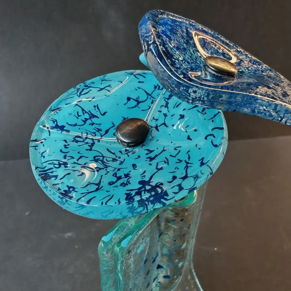 Vases - Petit vase transparent à pois bleu clair et bleu foncé de 8x13 cm avec - CARNEOL GLASS