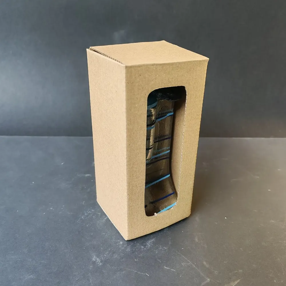 Vases - Petit vase transparent 8x13 cm fuchsia-blanc-noir à pois avec 3 petites fleurs - CARNEOL GLASS