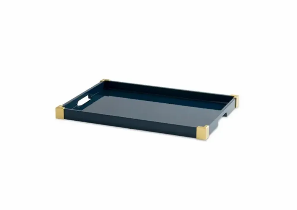 Trays - ANDELA - Lacquer tray with brass corners - MAI HOME DECOR