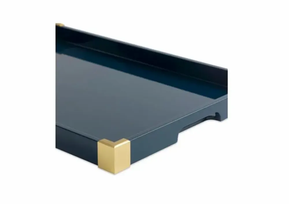 Trays - ANDELA - Lacquer tray with brass corners - MAI HOME DECOR