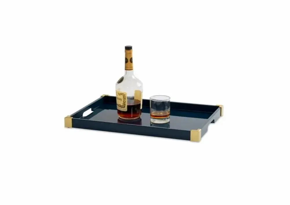 Trays - ANDELA - Lacquer tray with brass corners - MAI HOME DECOR