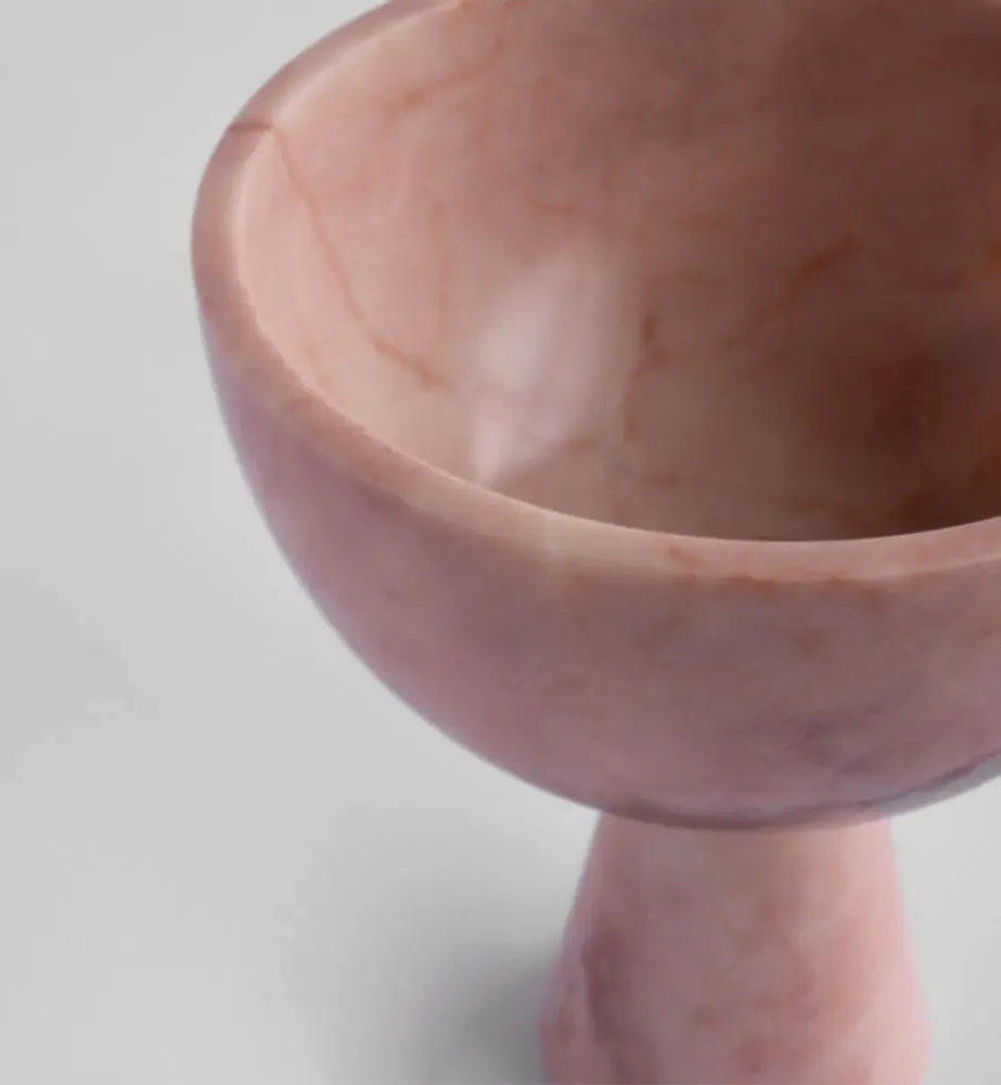 Plats et saladiers - PINK MARBLE PEDESTAL BOWL XL - KIWANO CONCEPT
