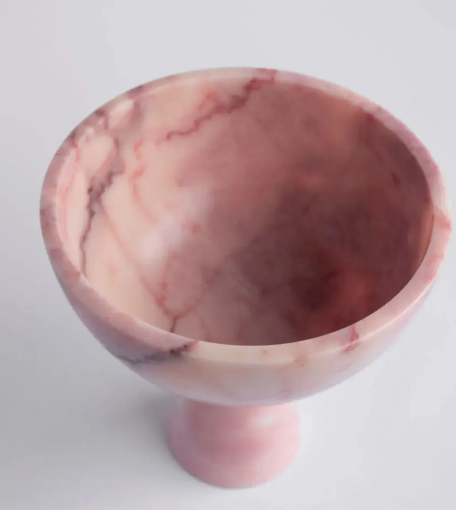 Plats et saladiers - PINK MARBLE PEDESTAL BOWL XL - KIWANO CONCEPT