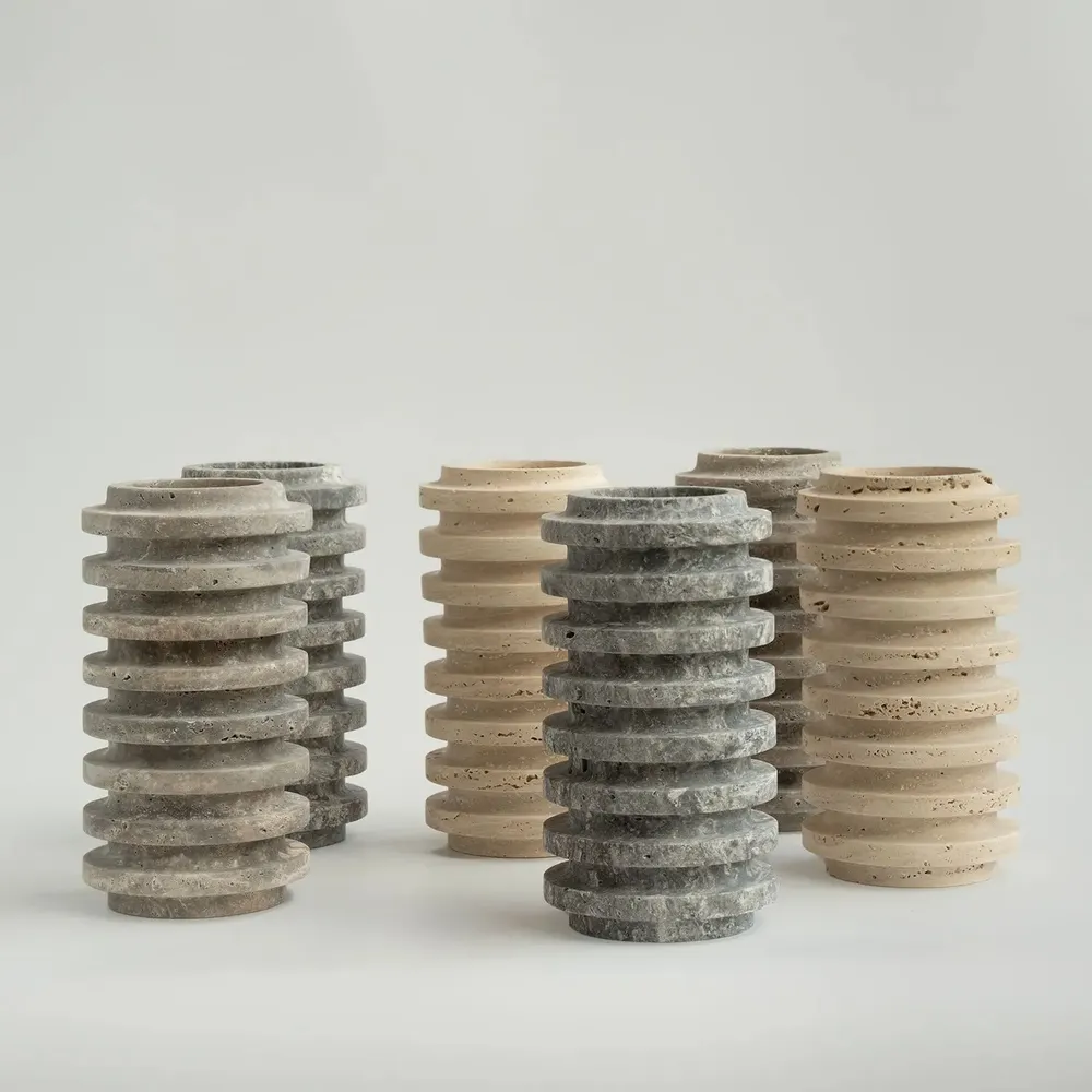 Platter and bowls - SILVER TRAVERTINE LAYER VASE - KIWANO CONCEPT