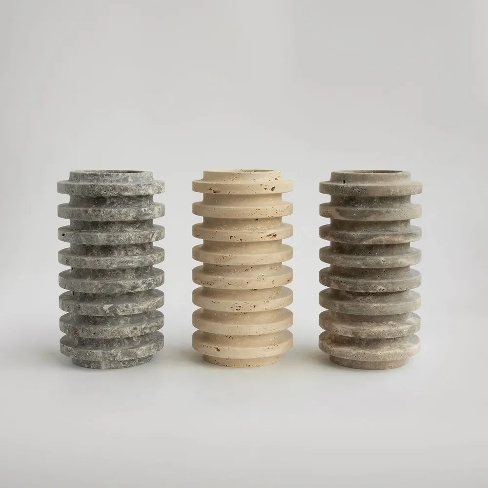 Platter and bowls - SILVER TRAVERTINE LAYER VASE - KIWANO CONCEPT