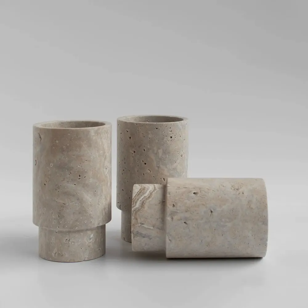 Platter and bowls - SILVER TRAVERTINE VASE AND WINE COOLER - KIWANO CONCEPT