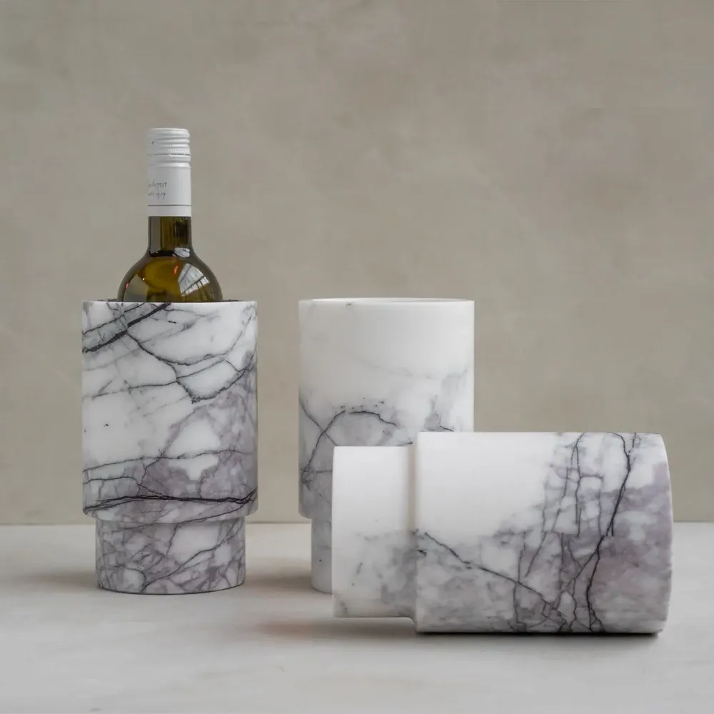 Plats et saladiers - WHITE LILAC MARBLE VASE - WINE COOLER - KIWANO CONCEPT