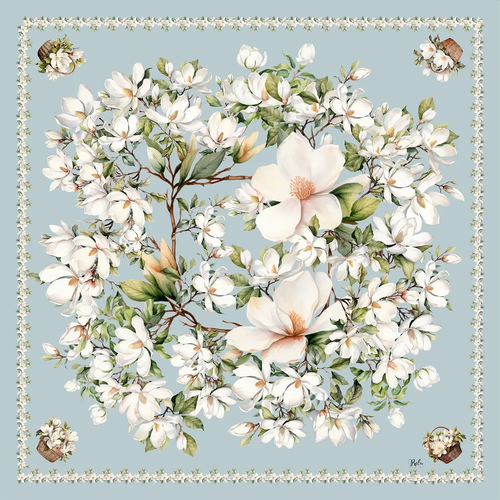 Foulards et écharpes - Foulard en soie Magnolia Breeze 45x45 cm - RALUFINEART