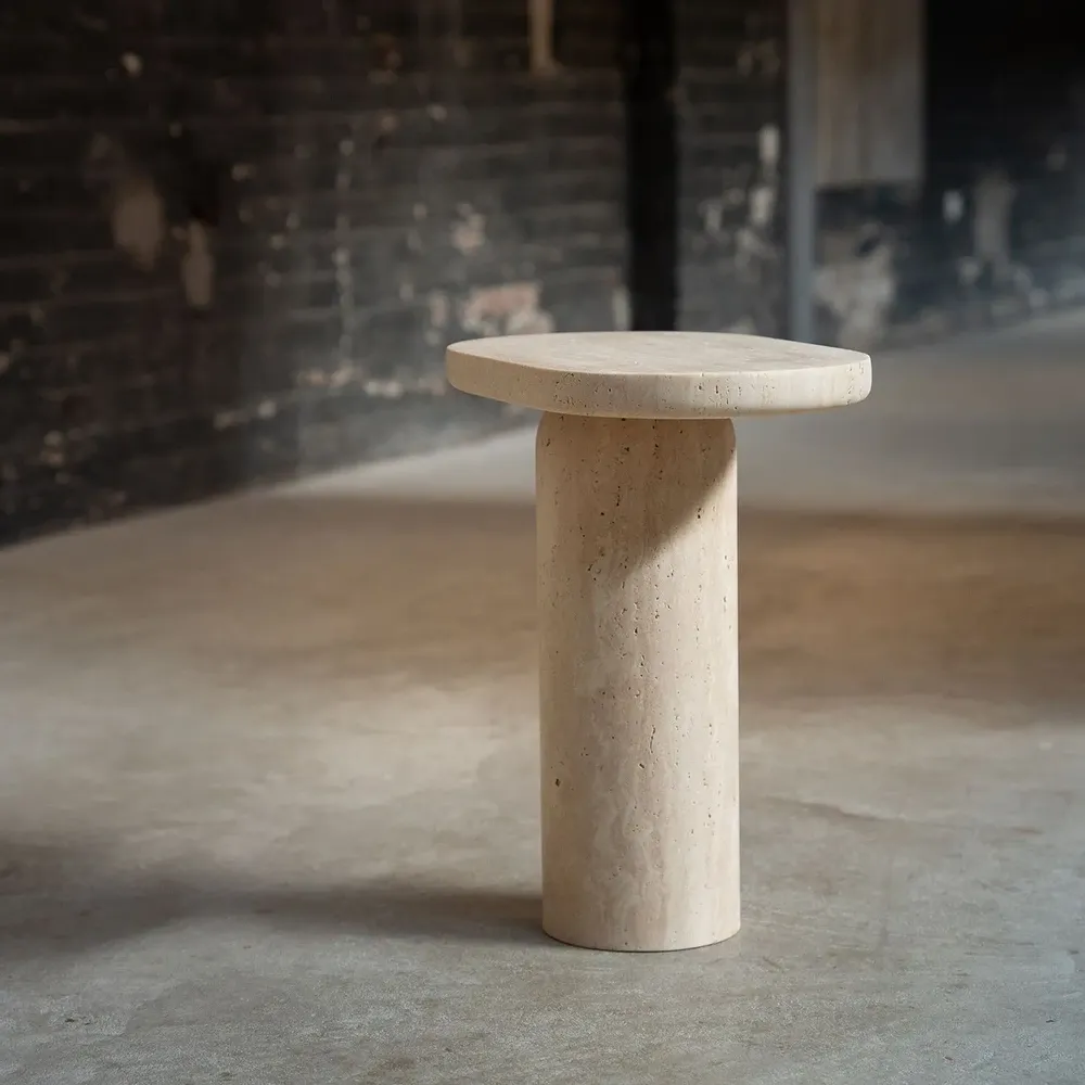 Autres tables  - BOLD TRAVERTINE SIDE TABLE - KIWANO CONCEPT